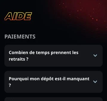 Page d'aide Instant Casino : questions sur les paiements