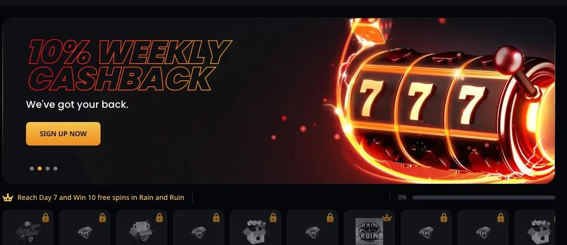 Instant Casino home page and welcome offer