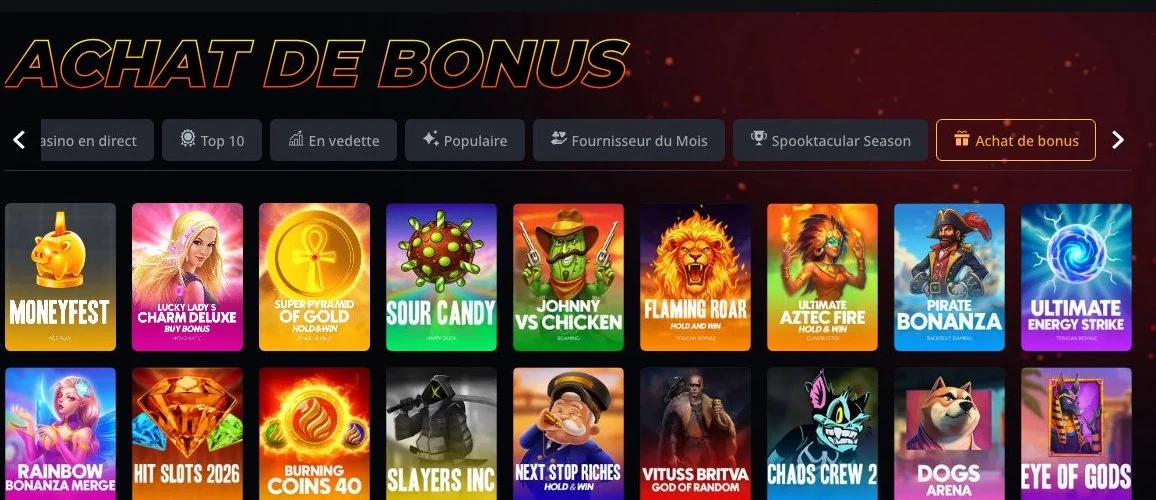 Instant Casino : machines à sous avec achat de bonus