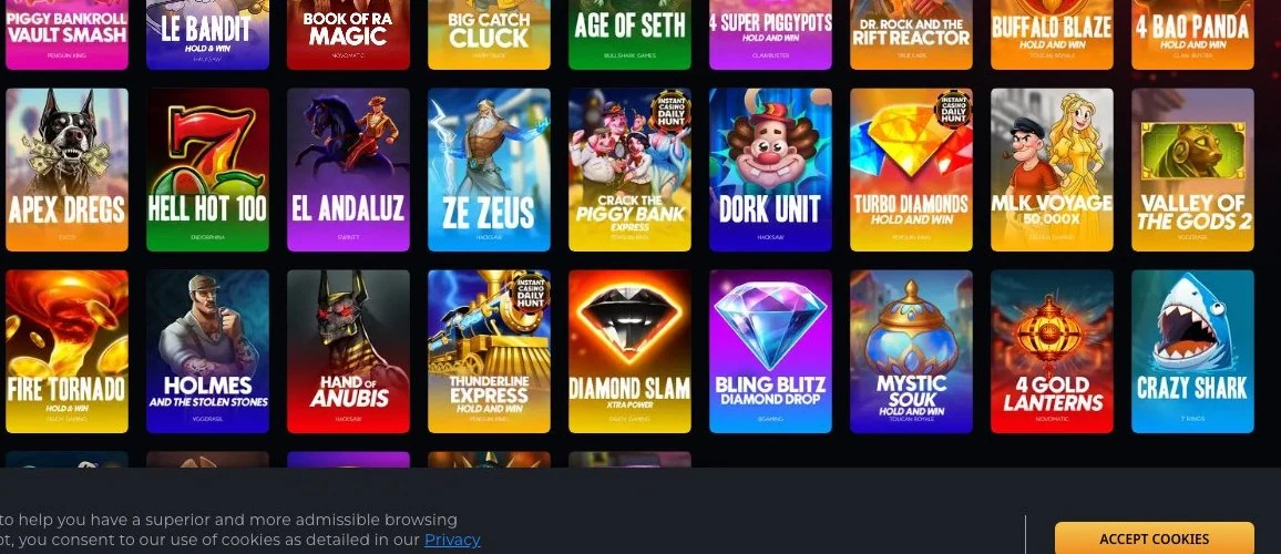 Instant Casino popular games