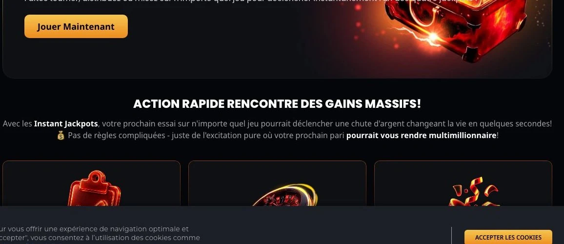 Instant Casino : jackpots instantanés